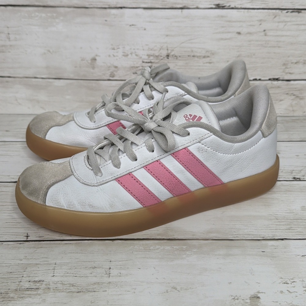 Adidas VL Court 3.0 Bliss Pink White Gum Sole Sneakers Kids Size 5 School